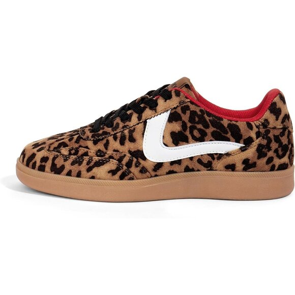 Women's  Leopard Retro Fashion Sneakers Classic Casual Walking Shoes - Picture 1 of 7